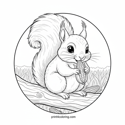 Friendly Squirrel's Harvest Feast - free printable coloring page