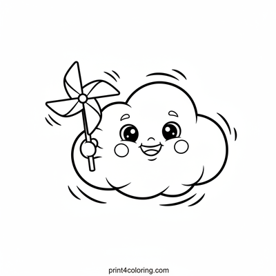 Whimsical Swirl Cloud and Pinwheel