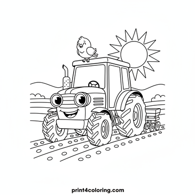 The Friendly Seed Planter Tractor - free printable coloring page