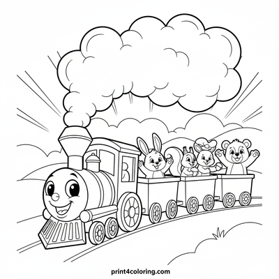 The Forest Friends Express Adventure - free printable coloring page