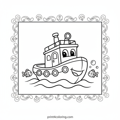 The Friendly Tugboat's Big Smile - free printable coloring page
