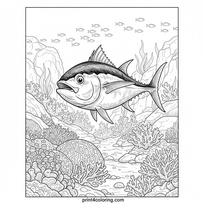 Friendly Tuna's Vibrant Coral Hideaway - free printable coloring page