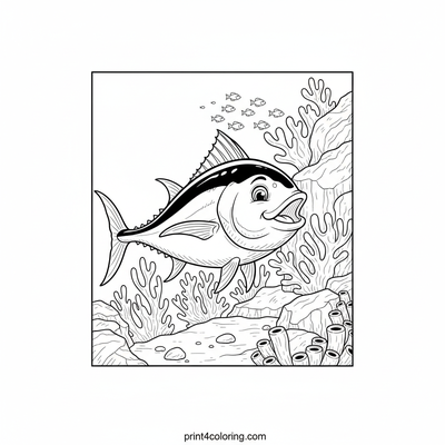 Friendly Tuna's Coral Reef Adventure - free printable coloring page