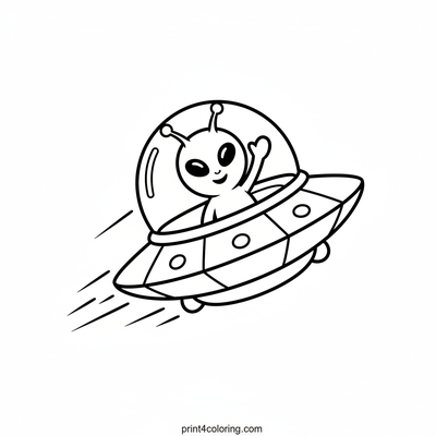 Wobbly Alien's Welcome Wave - free printable coloring page