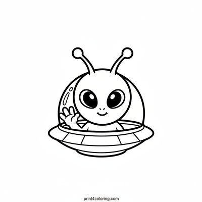 Wobbly Alien's Space Hello! - free printable coloring page