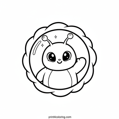 Wobbly Alien's Spaceship Hello - free printable coloring page