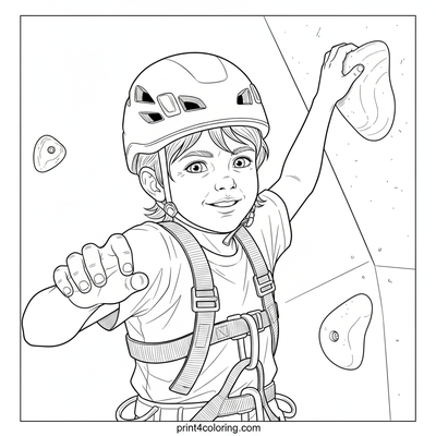 Friends Scaling New Heights: Climbing Wall Adventure - free printable coloring page