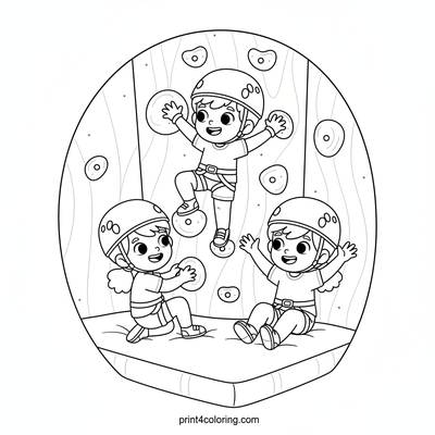 Friends' Peak Challenge: Indoor Climbing Adventure - free printable coloring page