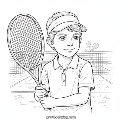 Court Comrades: Friendly Tennis Rally - free printable coloring page