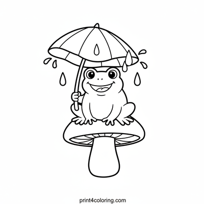 Mushroom Frog's Leaf Umbrella - free printable coloring page