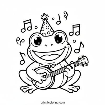 Froggy's Lively Lily Pad Jam Session - free printable coloring page