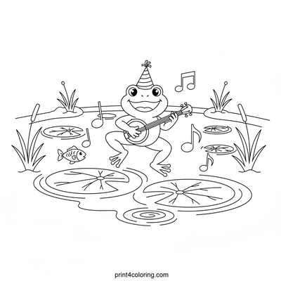 Froggy's Jazzy Lily Pad Leap - free printable coloring page