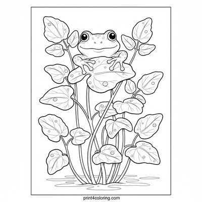 Froggy's Watercress Hideout: A Botanical Peek-a-Boo - free printable coloring page