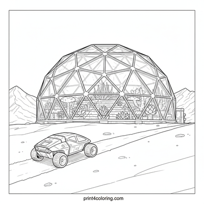 Martian Biodome: Oasis on the Red Planet - free printable coloring page
