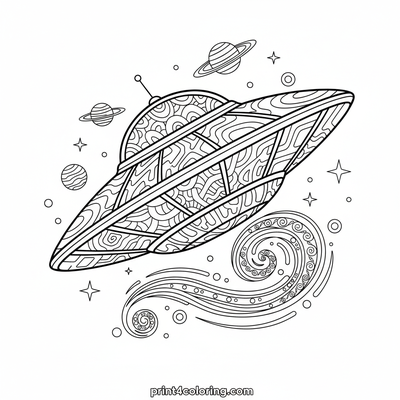 Galactic Grand Prix: Saucer Speedster - free printable coloring page