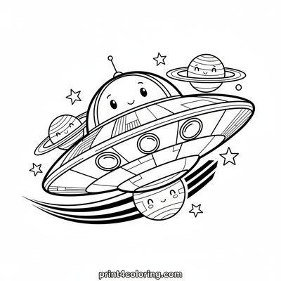 Galactic Saucer Speedster - free printable coloring page