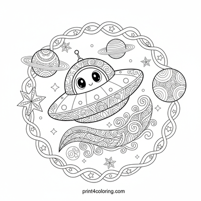 Cozy Cosmic Saucer Race - free printable coloring page