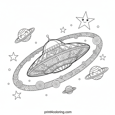Galactic Saucer Sprint: Cosmic Race Challenge - free printable coloring page