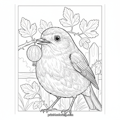 Robin's Ripe Gooseberry Feast - free printable coloring page