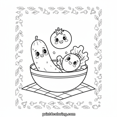 Happy Harvest Salad Party - free printable coloring page
