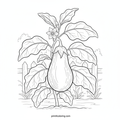 Botanical Beauty: Ripe Eggplant Garden - free printable coloring page