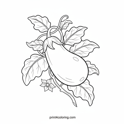 Garden's Purple Treasure: The Ripe Eggplant - free printable coloring page