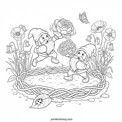 Gnome's Petal Power Punch-Out! - free printable coloring page