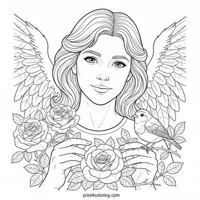 Garden Guardian Angel: Whispering Petals - free printable coloring page