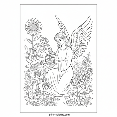 Heavenly Gardener's Haven - free printable coloring page