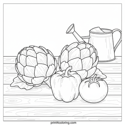 Vegetables coloring page preview