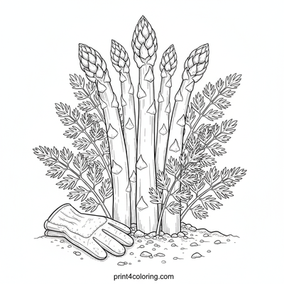 Bountiful Asparagus Patch Close-Up - free printable coloring page