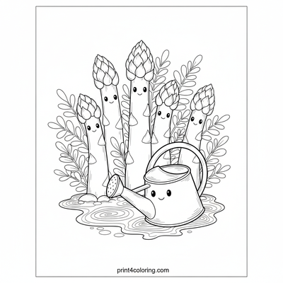 Cozy Asparagus Patch Harvest - free printable coloring page
