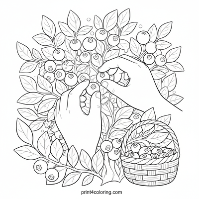 Sweet Summer Blueberry Harvest - free printable coloring page