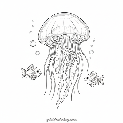 Peaceful Baby Jellyfish Dance - free printable coloring page