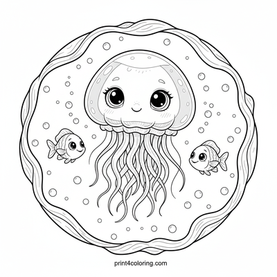 Gentle Baby Jellyfish Dream - free printable coloring page