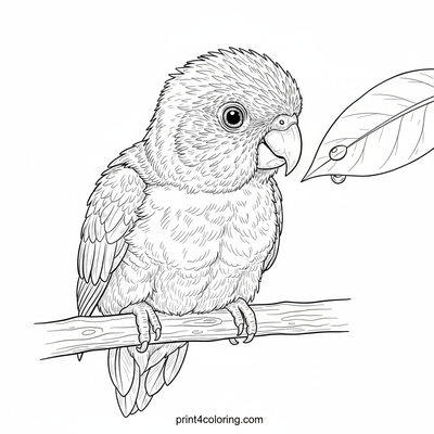Curious Baby Lorikeet's Dewdrop Discovery - free printable coloring page