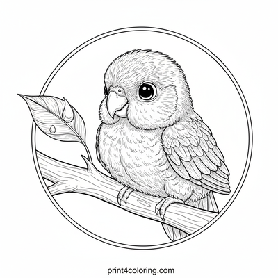 Curious Baby Lorikeet's Dewdrop Discovery - free printable coloring page