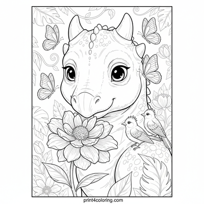 Botanical Beast's Delicate Moment - free printable coloring page