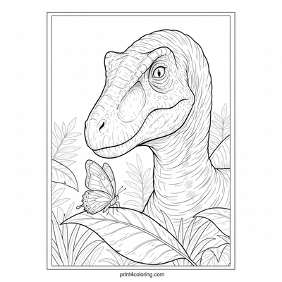 Gentle Giant Spinosaurus and Butterfly Serenity - free printable coloring page
