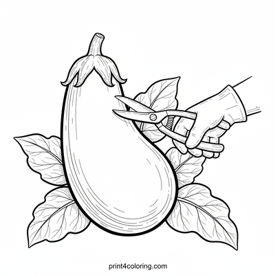 A Gentle Harvest: Eggplant Close-up - free printable coloring page
