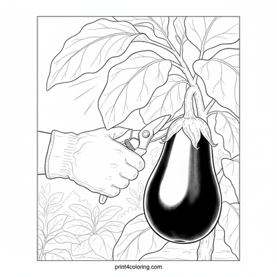 Gentle Garden Harvest: Snip the Eggplant - free printable coloring page