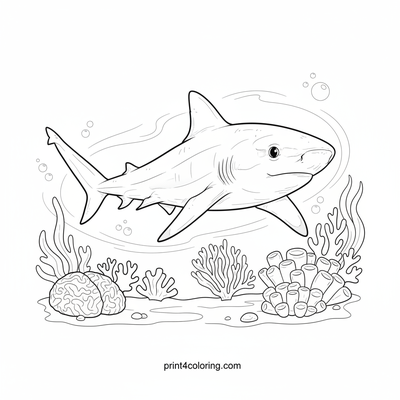 Gentle Reef Shark Pup's Coral Adventure - free printable coloring page