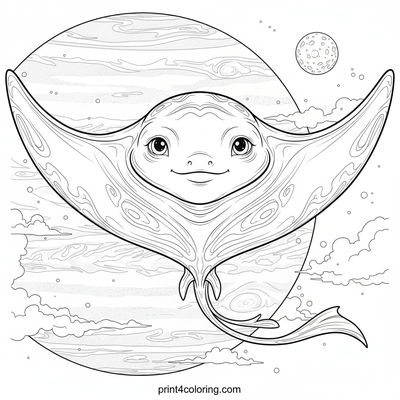 Jupiter's Gentle Space Glider: Cosmic Dance - free printable coloring page