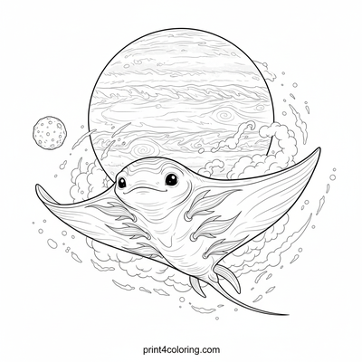 Cosmic Glider's Grand Tour of Jupiter - free printable coloring page