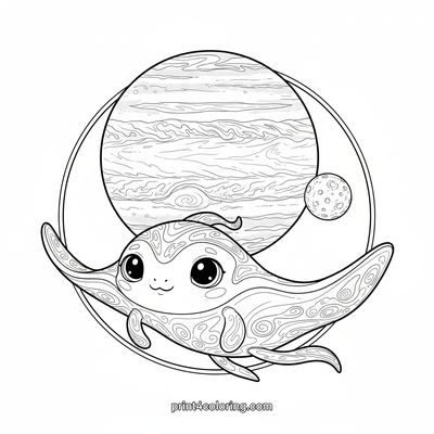Cosmic Manta Ray's Jovian Ballet - free printable coloring page
