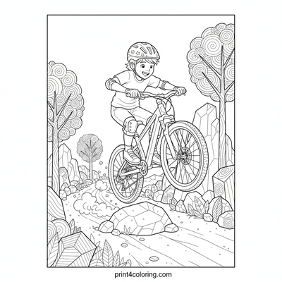 Geometric Trailblazer: Mountain Bike Adventure