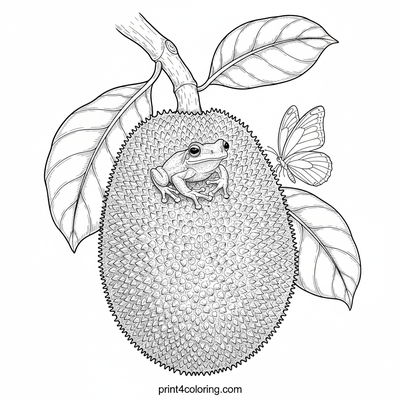 Giant Jackfruit's Orchard Oasis with Tiny Friends - free printable coloring page