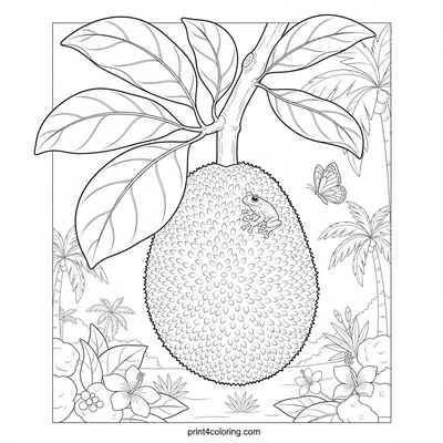 The Jackfruit Giant's Tropical Hideaway - free printable coloring page