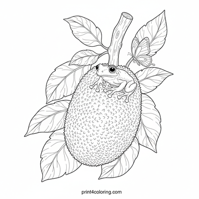 Giant Jackfruit Orchard Scene: A Tropical Haven - free printable coloring page