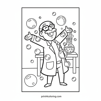 Professor Utonium's Bubbly Lab Laughter - free printable coloring page